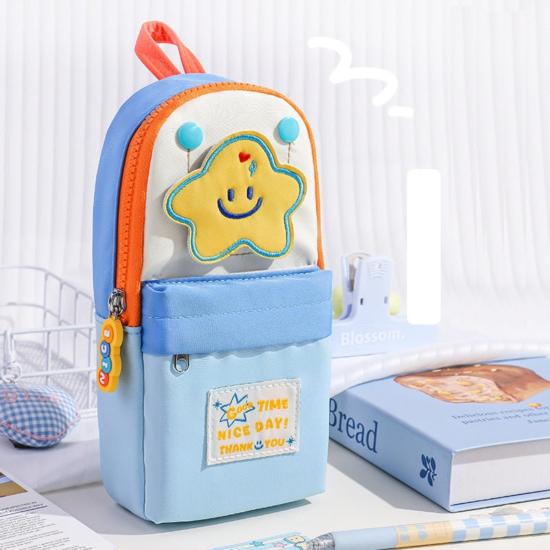 Macaron Color Vertical Pen Pouch - Large Capacity Stationery Bag