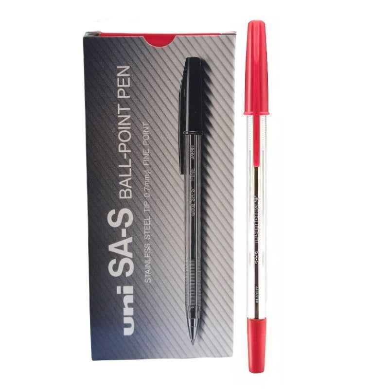 uni SA-S Stick Ballpoint Pen - 0.7mm - Black/Red/Blue Ink - Pack of 12