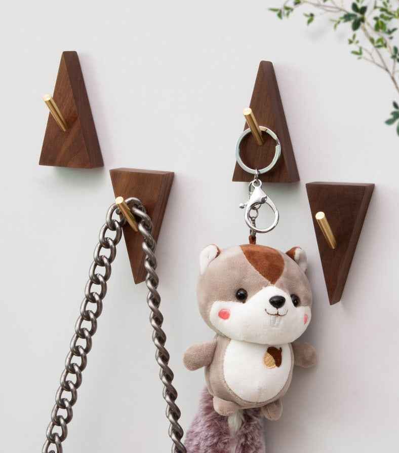 4 Pack Walnut Wooden Wall Hooks for Towel Clothes Hanging Key Holder