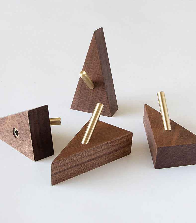 4 Pack Walnut Wooden Wall Hooks for Towel Clothes Hanging Key Holder