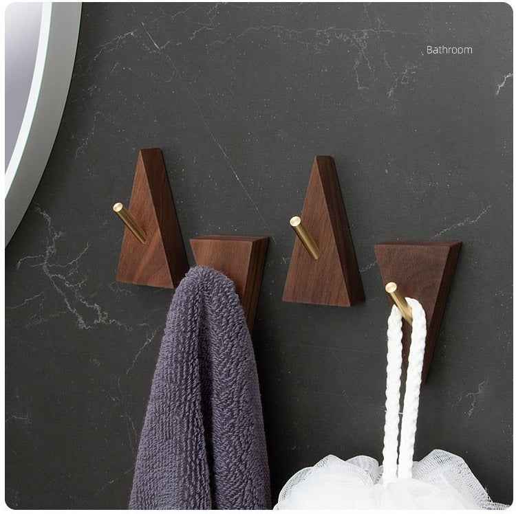 4 Pack Walnut Wooden Wall Hooks for Towel Clothes Hanging Key Holder