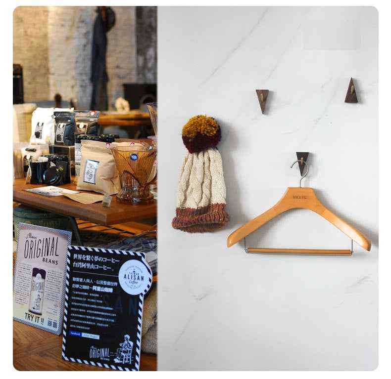 4 Pack Walnut Wooden Wall Hooks for Towel Clothes Hanging Key Holder