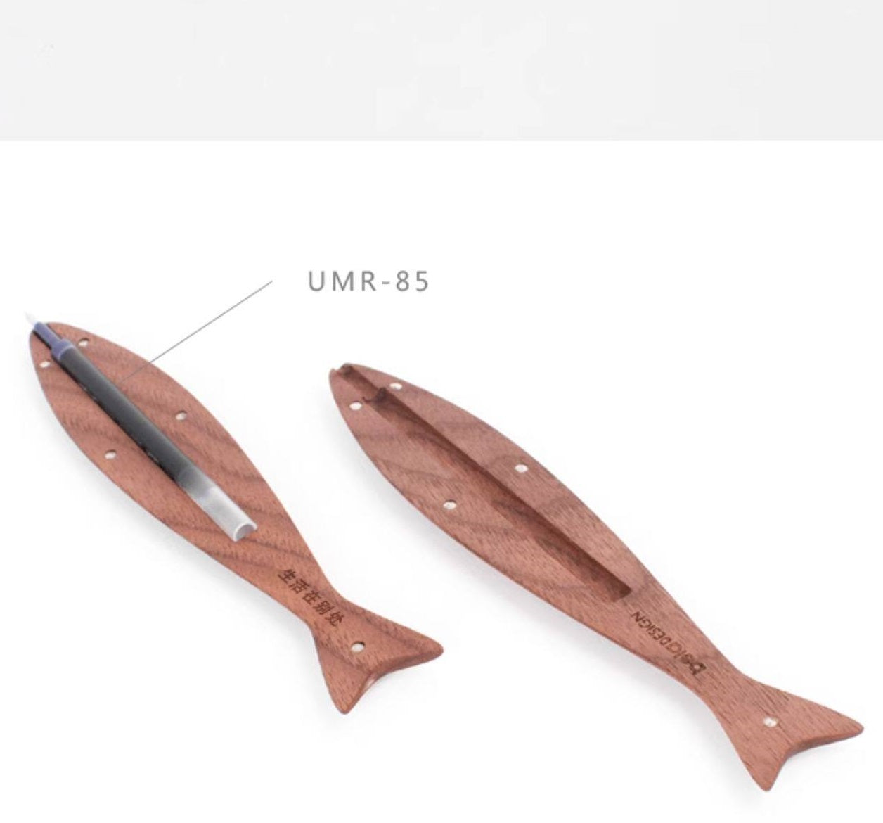 Black Walnut Wood Fish Pen – Gel Pen with Uni UMR-85 Refill 0.5mm