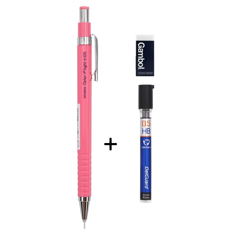 DIANA 筆 Zebra Color Flight 05 Mechanical Pencil 0.5mm with Leads and Eraser