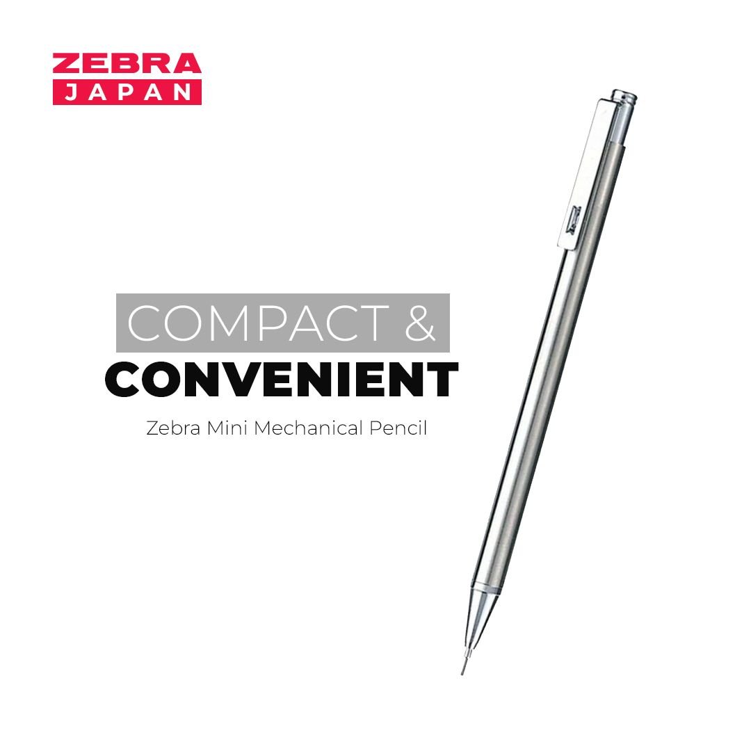 Zebra Mini Mechanical Pencil, 0.5 mm, Silver Body (TS-3)