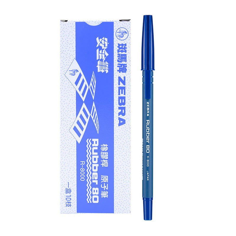 Zebra Rubber 80 R-8000 Ballpoint Pen 0.7mm Black/Red/Blue 10 Pack