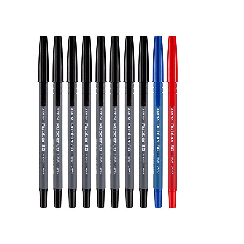 筆記具 RUKA Zebra Rubber 80 R-8000 Ballpoint Pen 0.7mm Black/Red/Blue 10 Pack