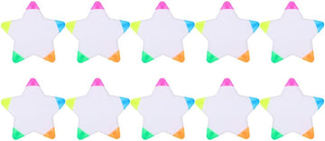 10Pcs Star Shape Watercolor Highlighter 5 In 1 Color Fluorescent Pens