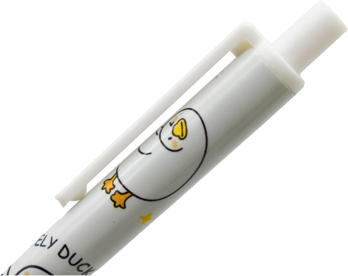 12PCS Little Yellow Duck Print Retractable Gel Pens Black Ink For Kids