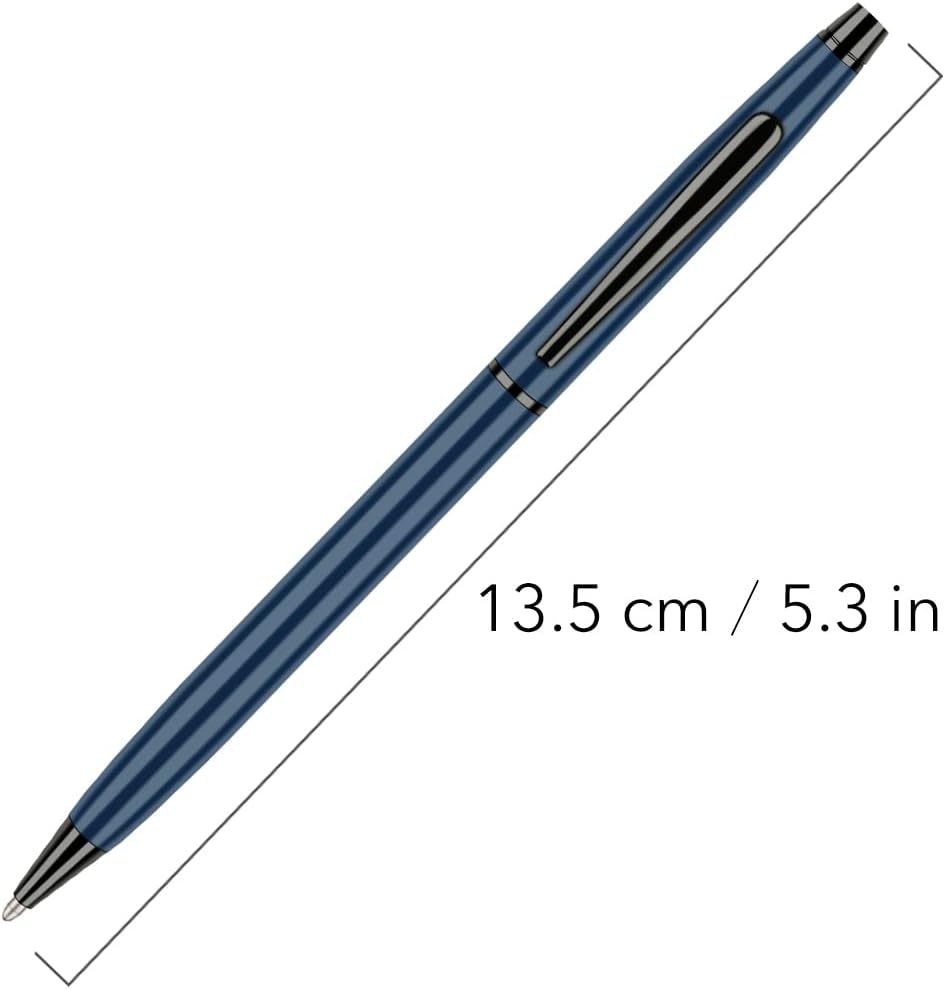 Slim Metallic Blue Retractable Ballpoint Pens Black ink 6 Pack