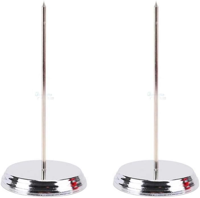 2Pcs Bill Fork Receipt Spindle Steel Check Office Memo Holder