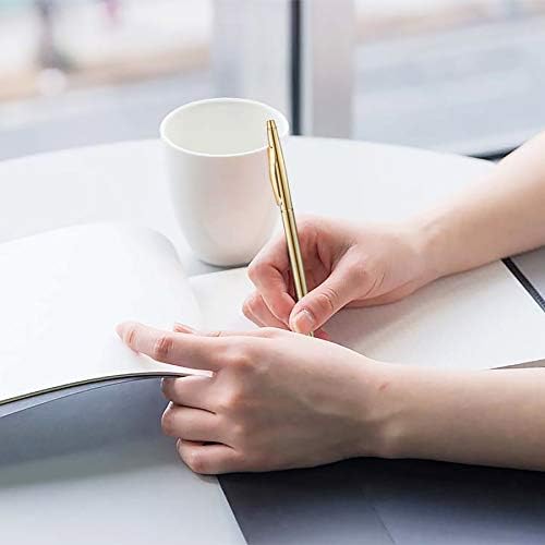 6 Pack Slim Gold Ballpoint Pens Black Ink 1mm