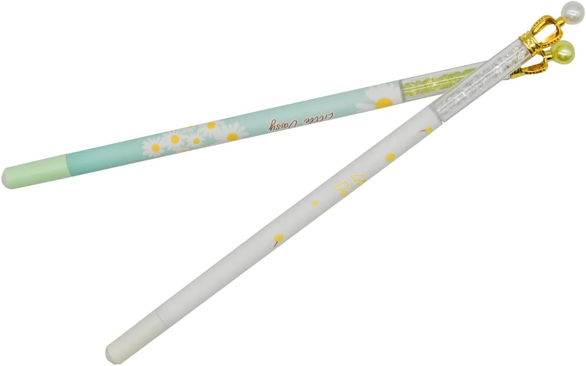 12PCS Fancy Floral Crown Gel Pens 0.5mm Black Ink