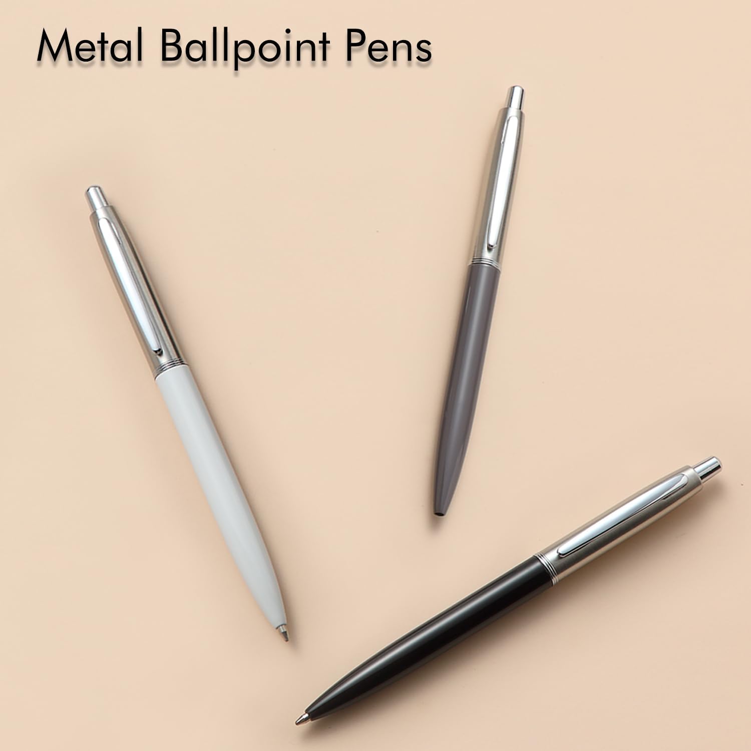 3Pcs Retractable Stainess Steel Metal Ballpoint Pens,6 Replaceable Refills - TTpen