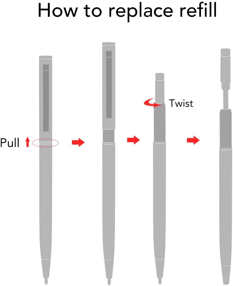 Slim Stainless Steel Retractable Ballpoint Pens,6 Pack-Black ink
