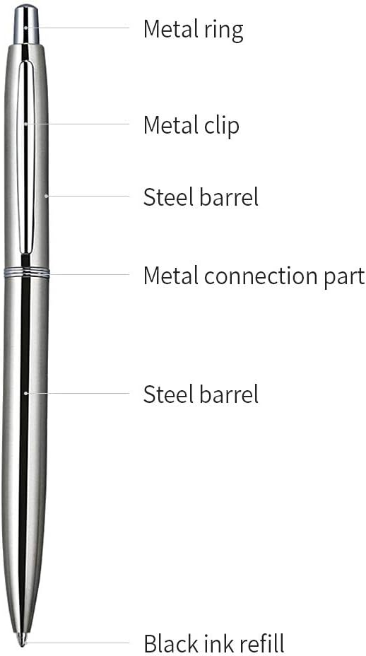 3Pcs Retractable Stainess Steel Metal Ballpoint Pens,6 Replaceable Refills