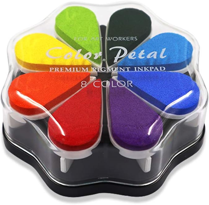 8 Colors Petal Shape Craft Pigment Ink Pad Stamps Partner