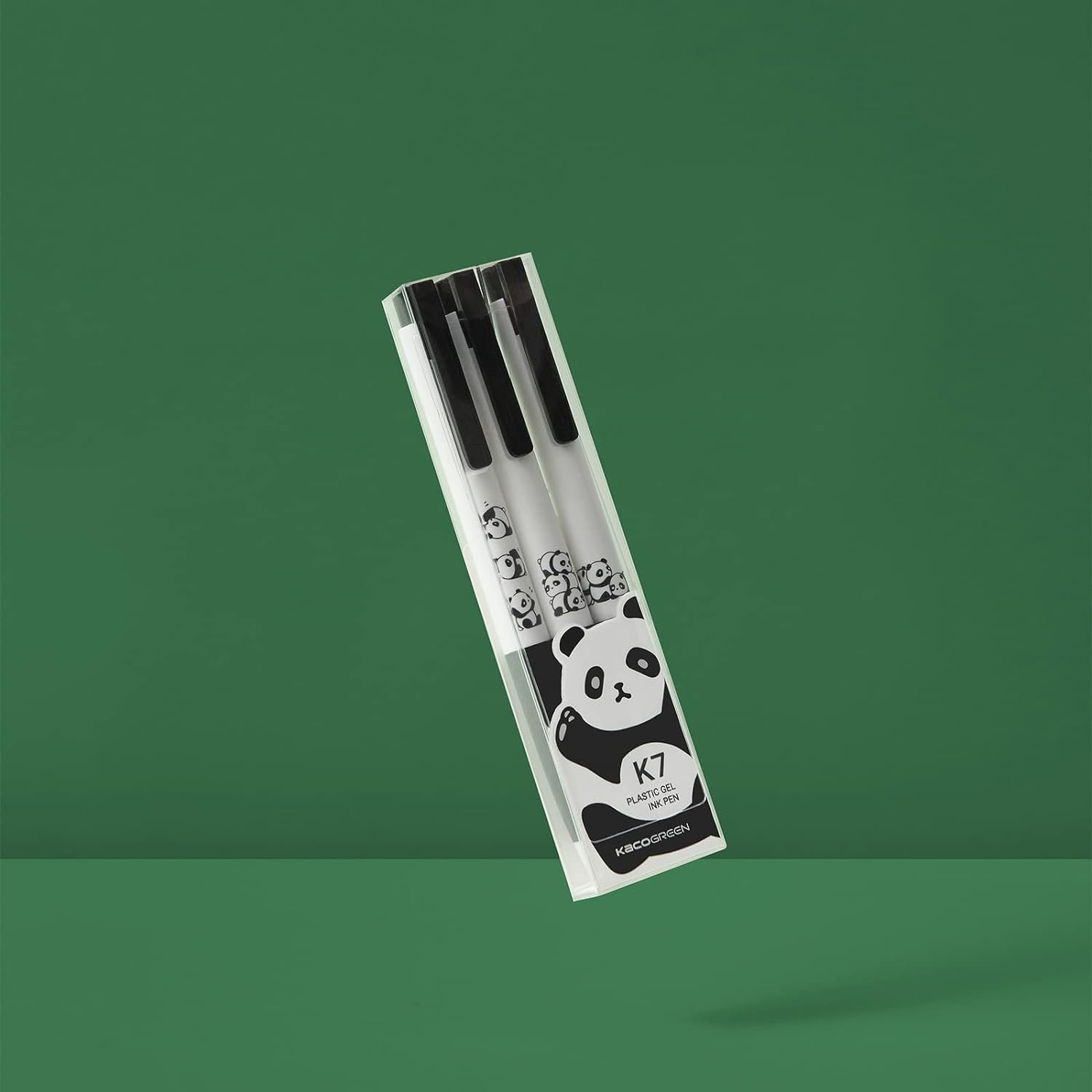 Kaco K7 Gel Ink Pens Cute Panda Black Ink 0.5mm Fine Point 3 Pack