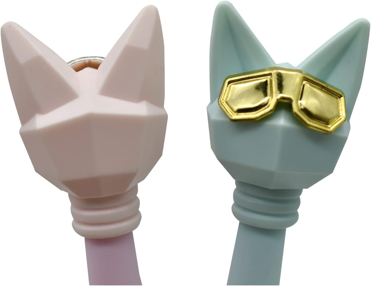 12PCS Cute Cat Ballpoint Pens Cartoon Wearing Golden Silver Glasses