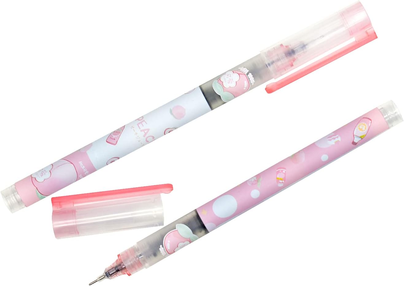 12PCS Peach Liquid Ink Juicy Fruit Quick Dry Rollerball Pens Black Ink
