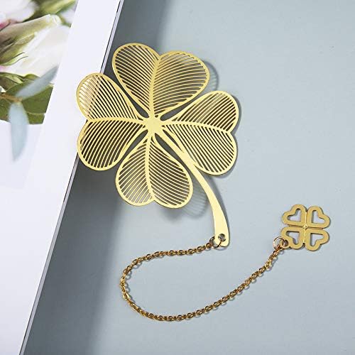 6 Pack Metal Bookmarks with Chain,Golden Hollow