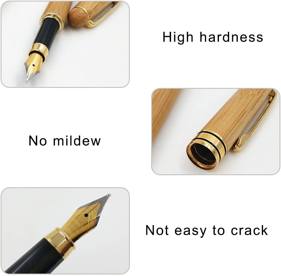 Bamboo Fountain Pen with Gift Pen Holder Case