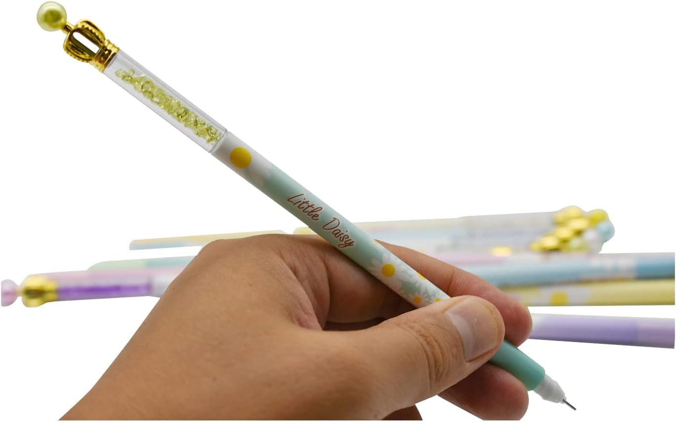 12PCS Fancy Floral Crown Gel Pens 0.5mm Black Ink