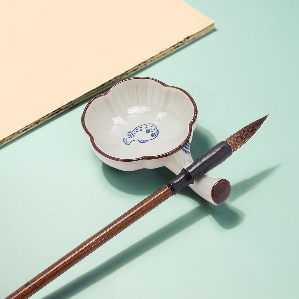 Porcelain Ink Plate Chinese Calligraphy Painting Brush Rest Holder