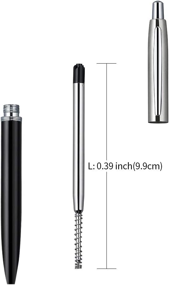 3Pcs Retractable Stainess Steel Metal Ballpoint Pens,6 Replaceable Refills