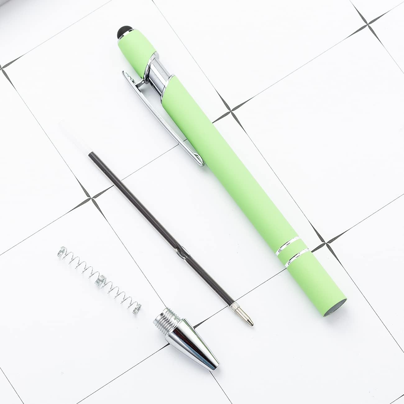 12 Pack Rainbow Rubberized Soft Touch Ballpoint Pen with Stylus Tip