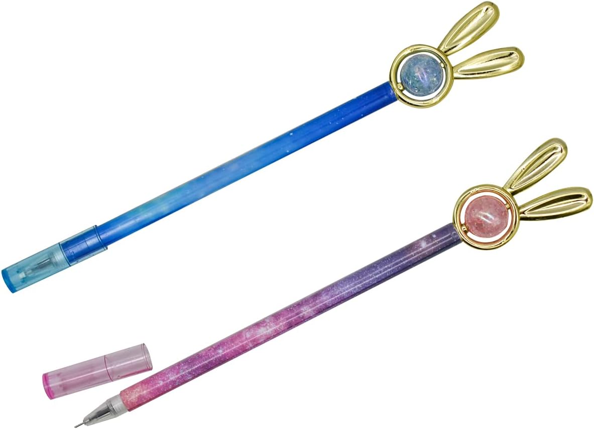 24PCS Rabbit Easter Bunny Pens Starry Sky with Pearl Gel Pens 0.5mm