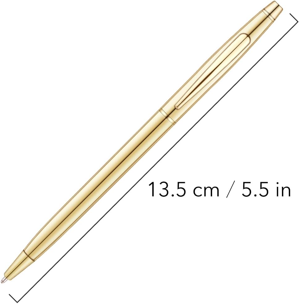 6 Pack Slim Gold Ballpoint Pens Black Ink 1mm