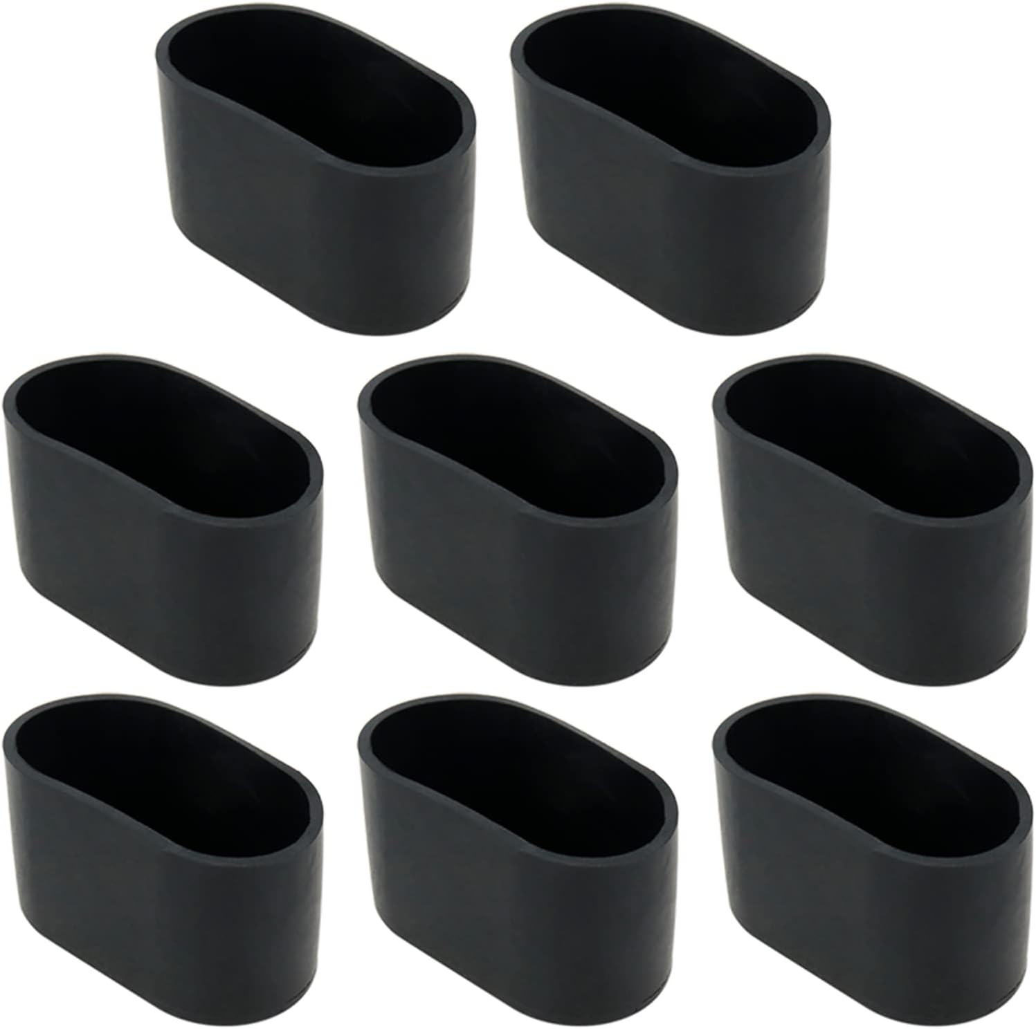 8Pcs Oval Chair Leg Caps PVC Furniture Pad Black