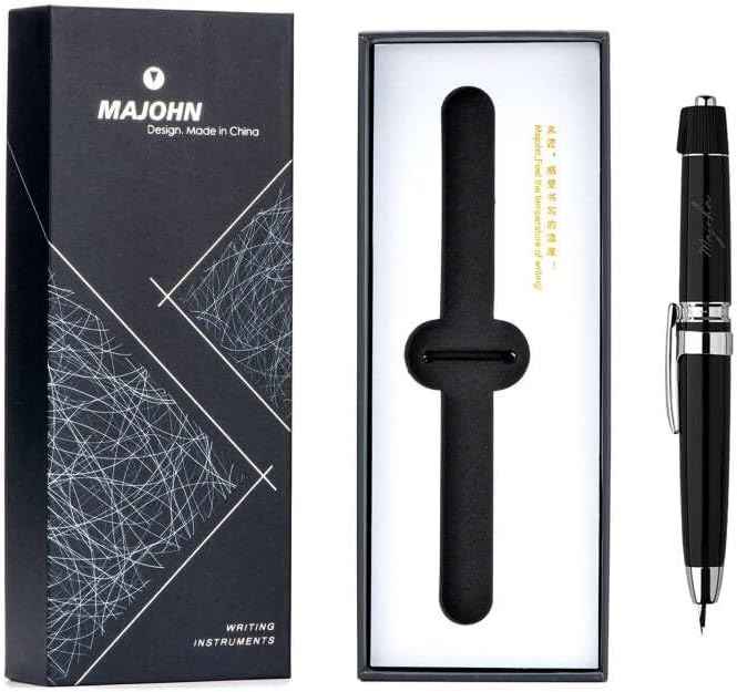 Majohn A1 Retractable Fountain Pen – Fine Nib, Metal Body, With Clip & Converter