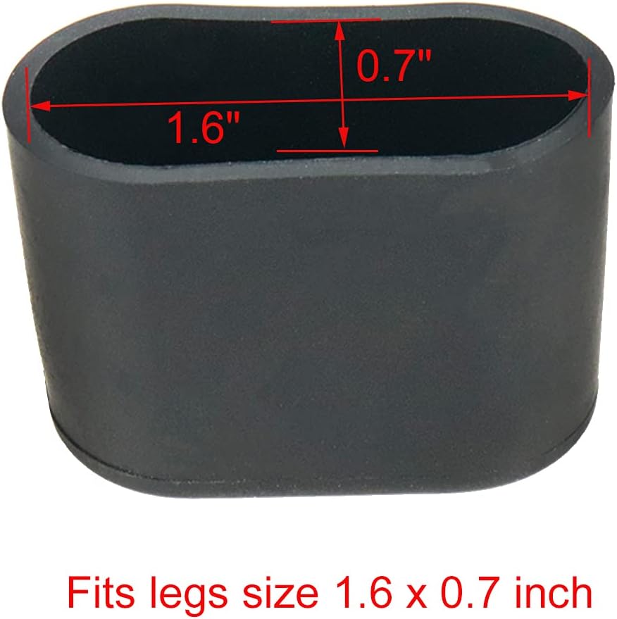 8Pcs Oval Chair Leg Caps PVC Furniture Pad Black