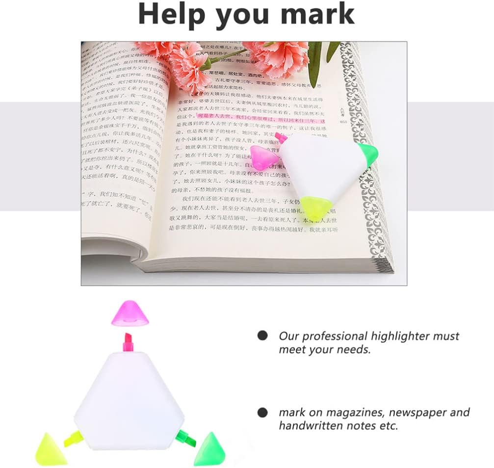 9pcs Triangle Shape Watercolor Highlighter Pens 3in1 Chisel Tip