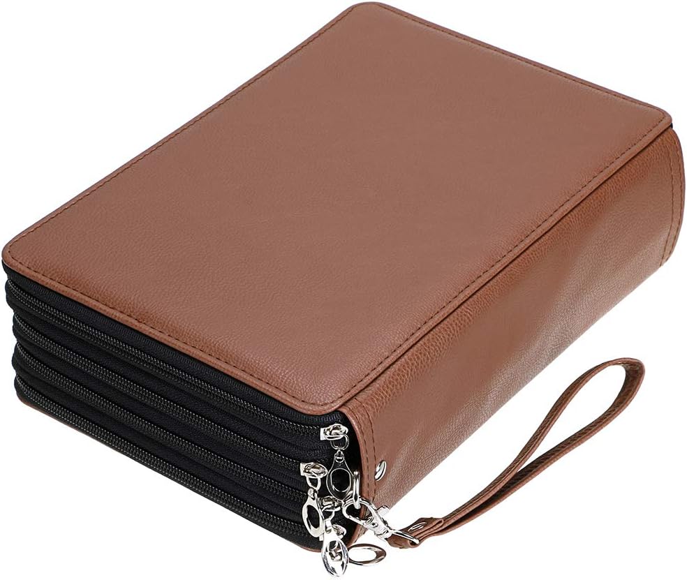 200 Slots PU Leather Pencil Case Holder Organizer