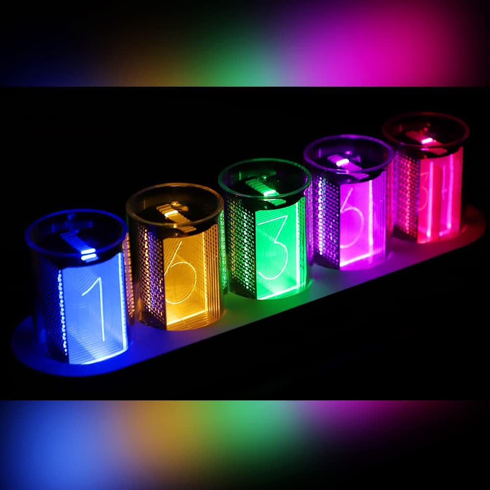 Simulation Nixie Tube Clock,RGB LED Desk Clock