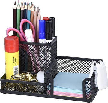 Comix Mesh Pen Pencil Holder with Post It Note Holders Desk Organizer