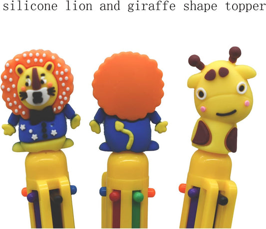 8PCS 6in1 Multicolor Ballpoint Pen Giraffe Lion For Kids Adults School