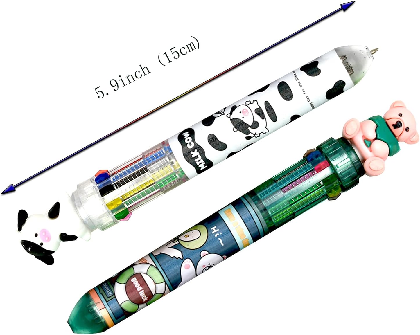 8PCS Multicolor Ballpoint Pen 10-in-1 Animal Retractable Pens
