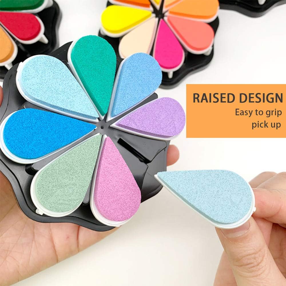 8 Colors Petal Shape Craft Pigment Ink Pad Stamps Partner