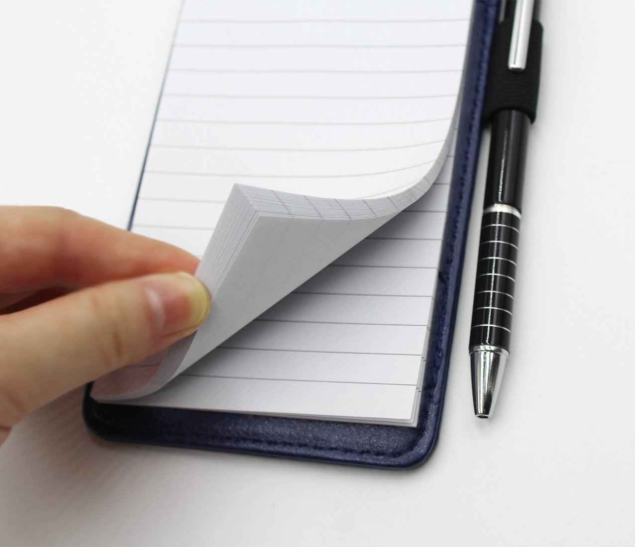 Carnet De Poche Cuir PU FINEASY - Format A7, Avec 2 Emplacements Cartes, 1 Stylo Et 100 Pages Lignées - Idéal Cadeau Bureau