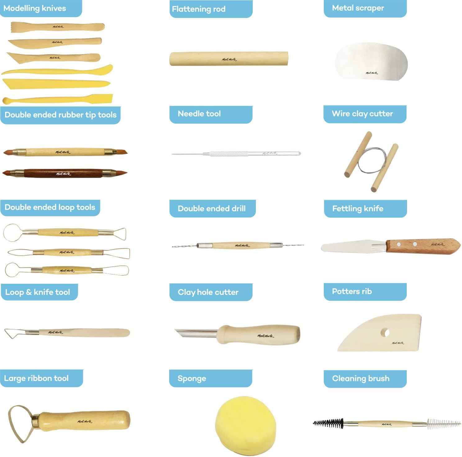 Mont Marte Pottery Tool Set Signature 23pc