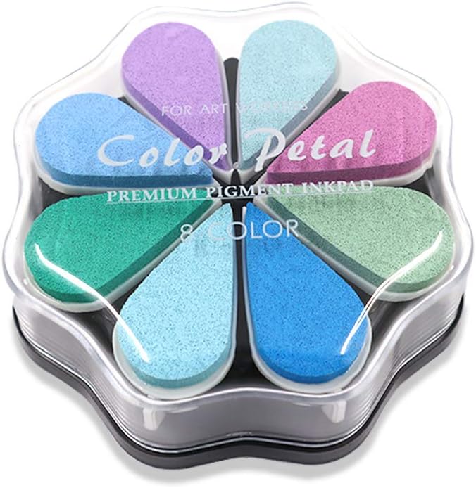 8 Colors Petal Shape Craft Pigment Ink Pad Stamps Partner