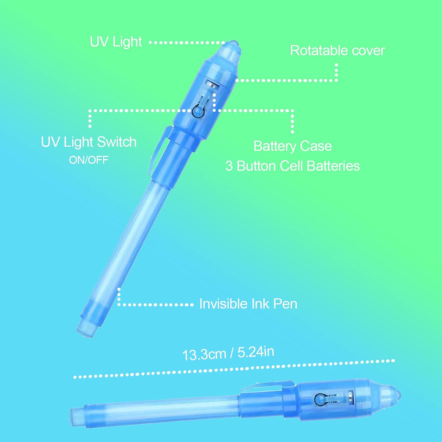 7pcs Invisible Ink Spy Pen with UV Light for Kids Secret Message