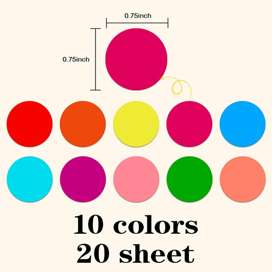 1400pcs 10 Color Dot Stickers Circle Coding Labels