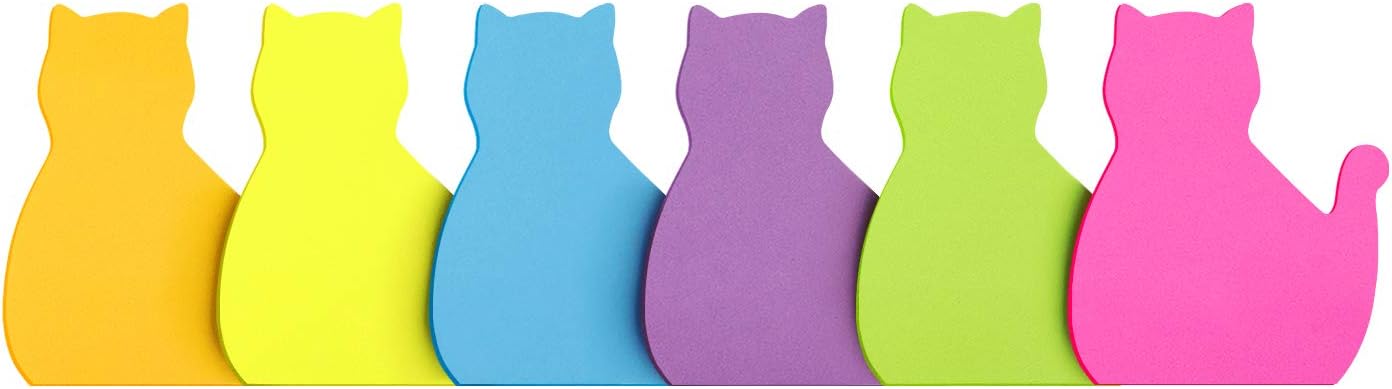 Cat Shape Sticky Note 6 Color 75 Sheets/Pad