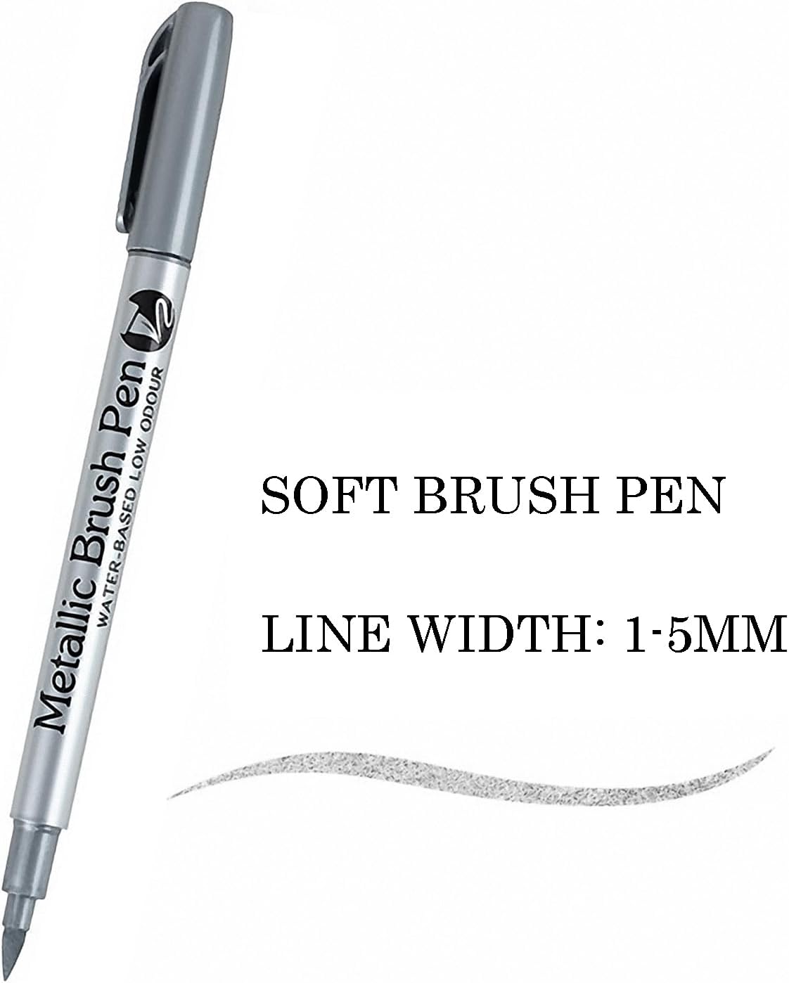12pcs Metallic Brush Craftwork Marker Pens Silver - TTpen