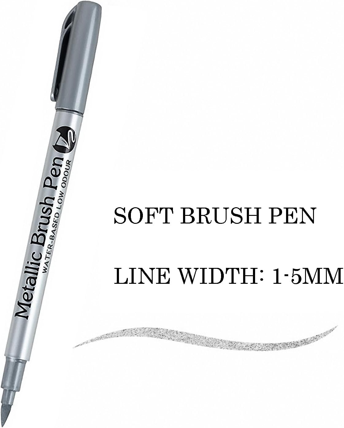 12pcs Metallic Brush Craftwork Marker Pens Silver